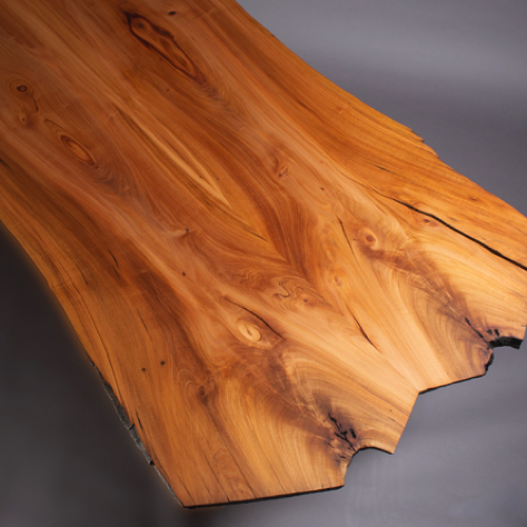 Madrone Table: bookmatched top.